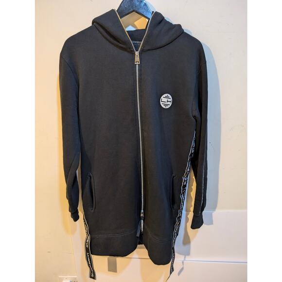 LA Haine Inside Us Full Zip Side Strap Black Goth FOG Pyrex Elongated Hoodie LRG - Picture 1 of 9